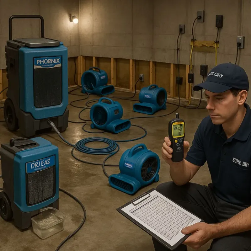 Structural Drying and Dehumidification process in Lake View, IA
